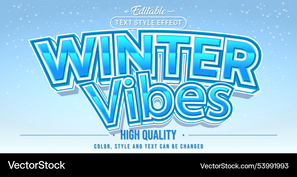 Editable text style effect - winter vibes Vector Image