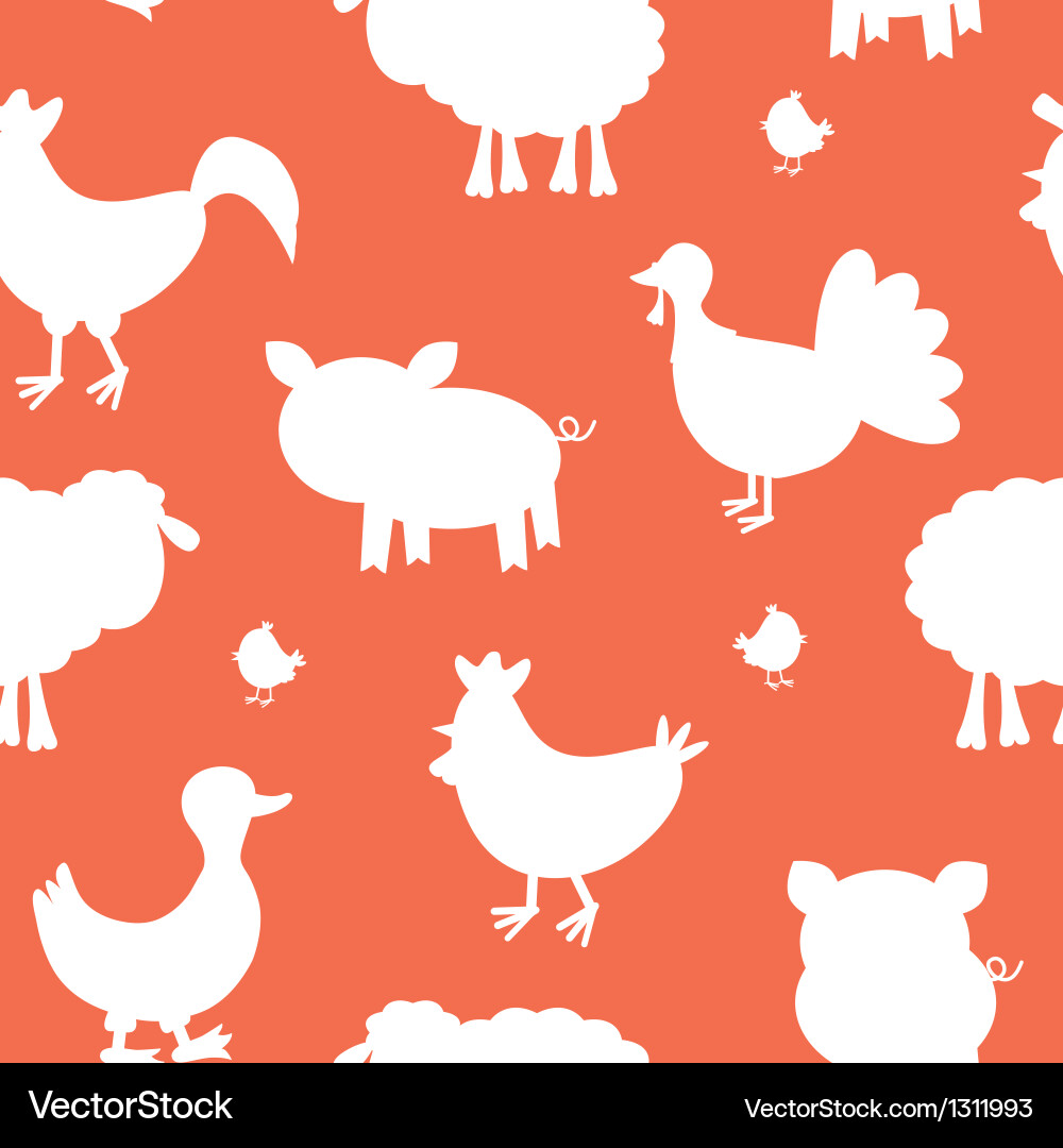 Farm Animal Silhouettes Pattern Vector Image