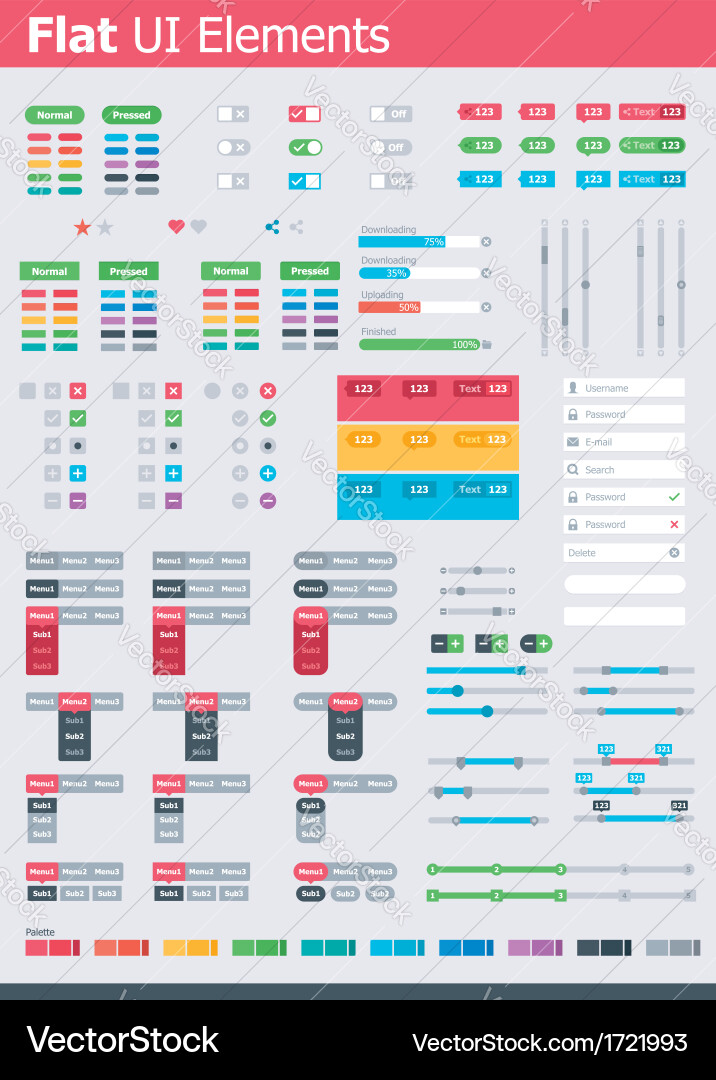 Flat UI Elements & Icons vector image