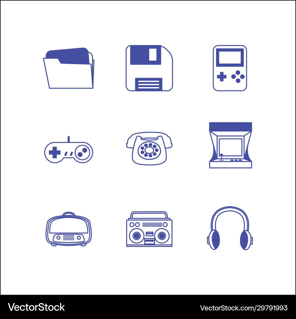 Isolated retro line style icon set design Vector Image