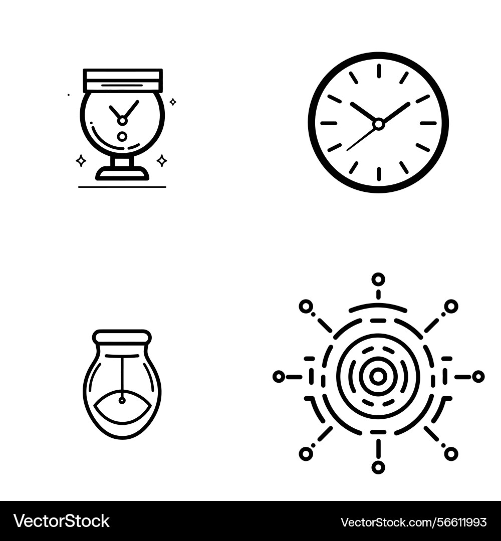 Linear design set with a vintage clock Vector Image