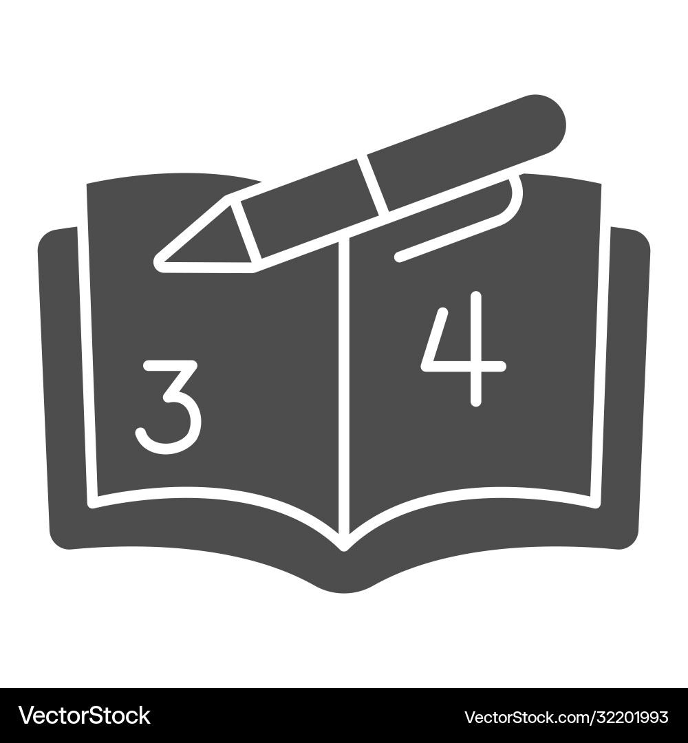 Notebook with pen and grades solid icon back Notebook with pen and grades solid icon back vector image