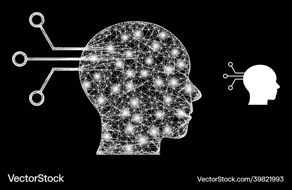 Polygonal network mesh mental interface with magic Polygonal network mesh mental interface with magic vector image