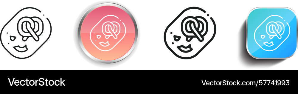 Pretzel icon thin linear regular and button style Pretzel icon thin linear regular and button style vector image