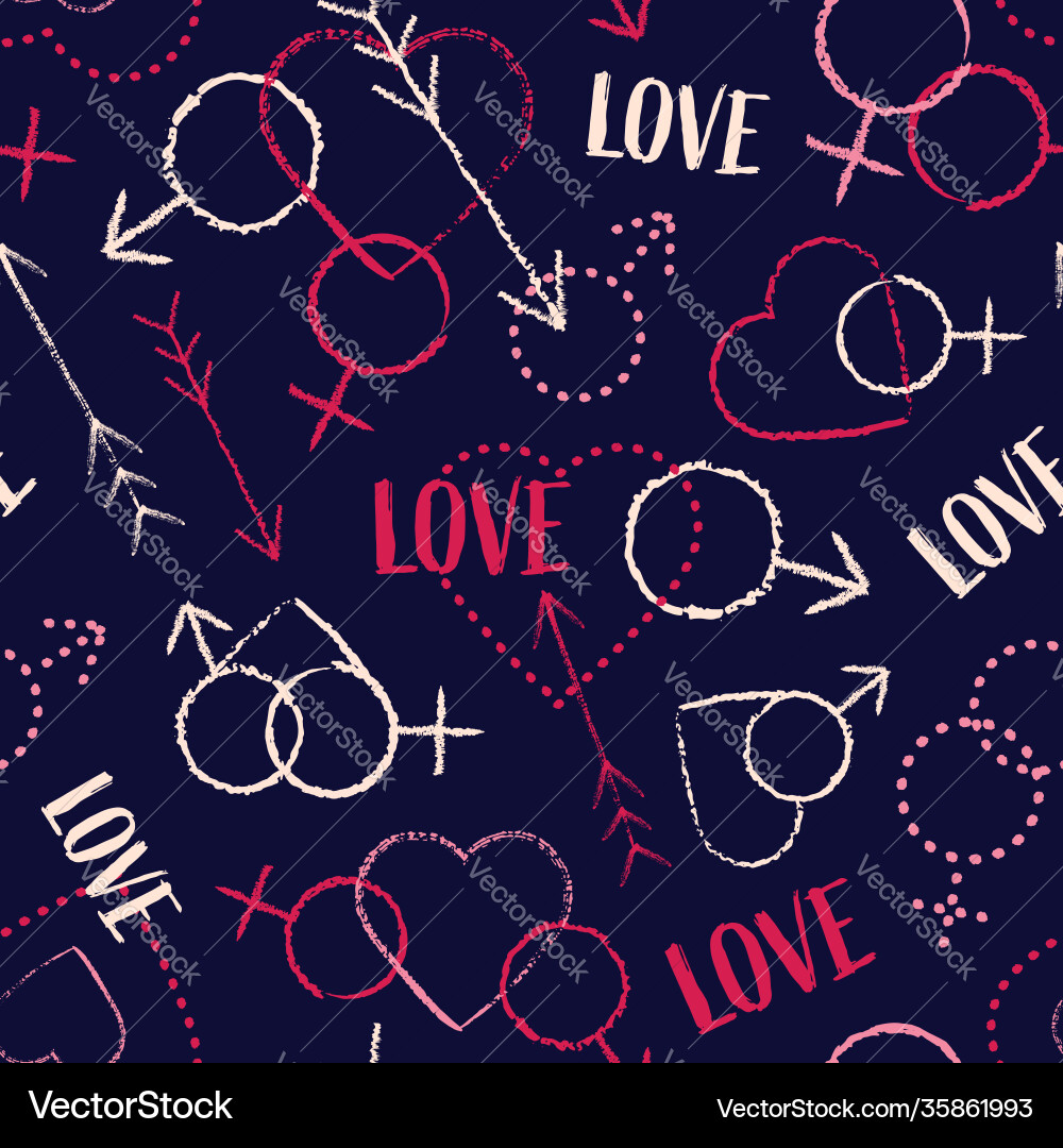 Red heart text arrow dark seamless pattern Red heart text arrow dark seamless pattern vector image