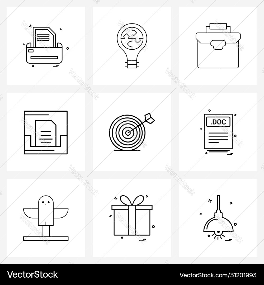 Set 9 modern line icons web object solution vector image