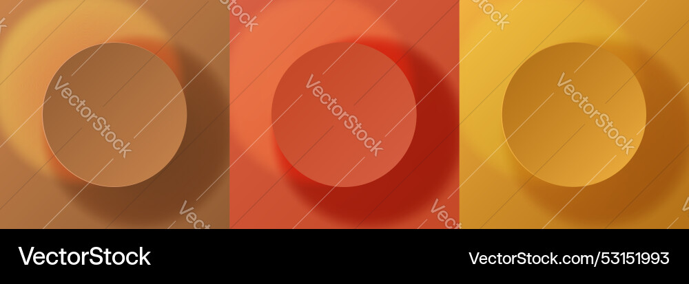 Set of autumn colored 3d round circles frames vector image
