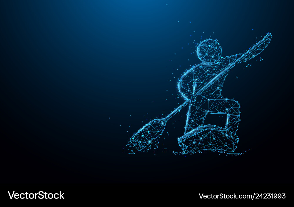 Stand up paddle boarding from lines and particle vector image