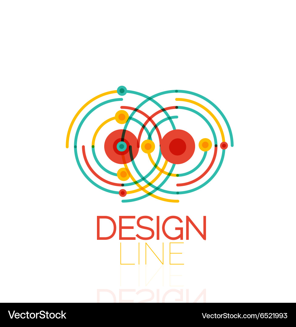 Swirl and circles outline minimal abstract vector image
