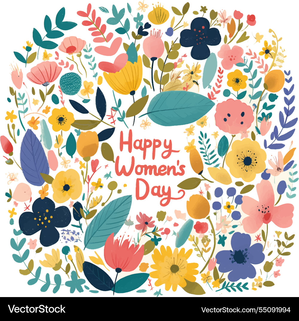 A colorful flowery design with the words happy A colorful flowery design with the words happy vector image