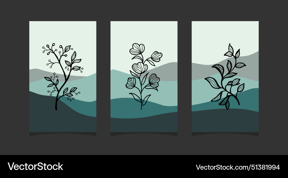Boho art with abstract mountain background Vector Image