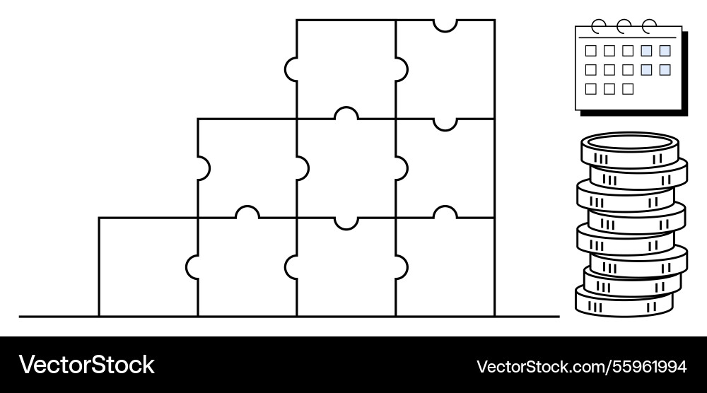 Building puzzle structure with calendar Building puzzle structure with calendar vector image