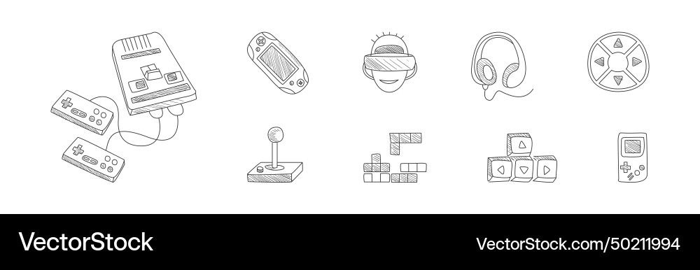 Computer game playing doodle object and element Vector Image