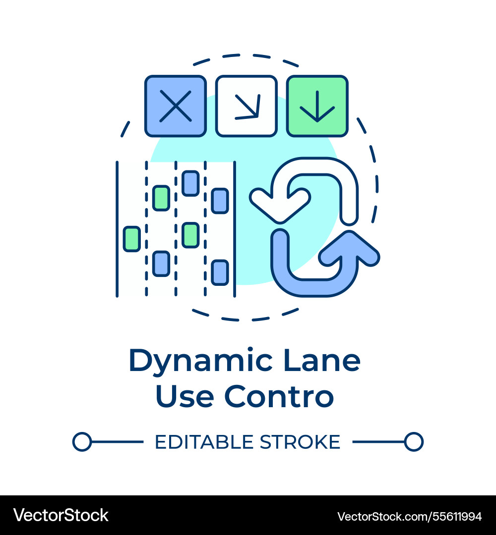 Dynamic lane use control multi color concept icon Dynamic lane use control multi color concept icon vector image