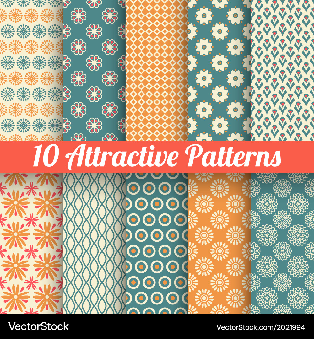 Floral Seamless Patterns Vector Image