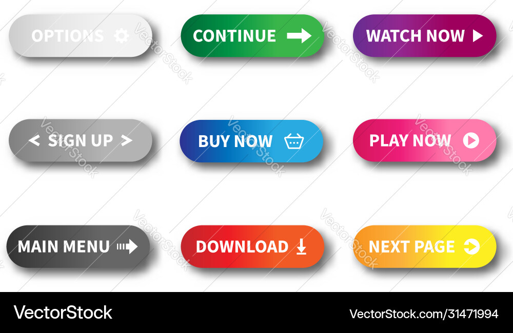 Gradient buttons for website - set bright Gradient buttons for website - set bright vector image