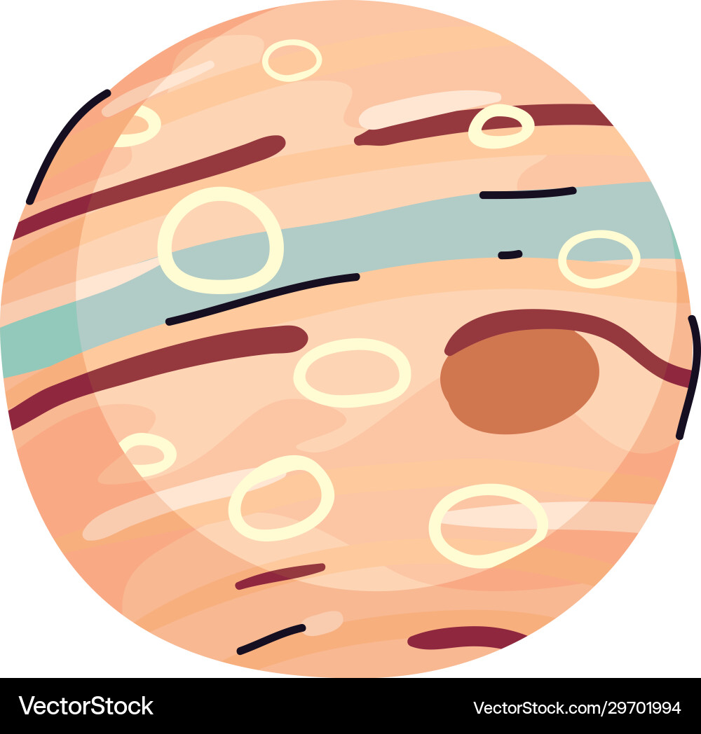 Isolated jupiter planet line and fill style icon vector image