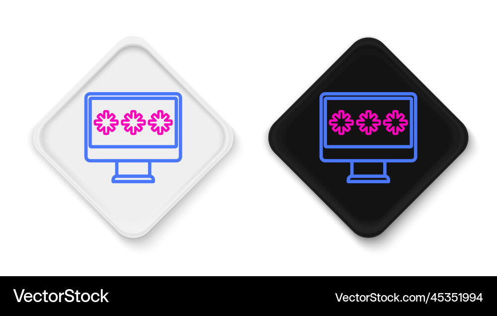 Line monitor with password notification icon Line monitor with password notification icon Vector Image