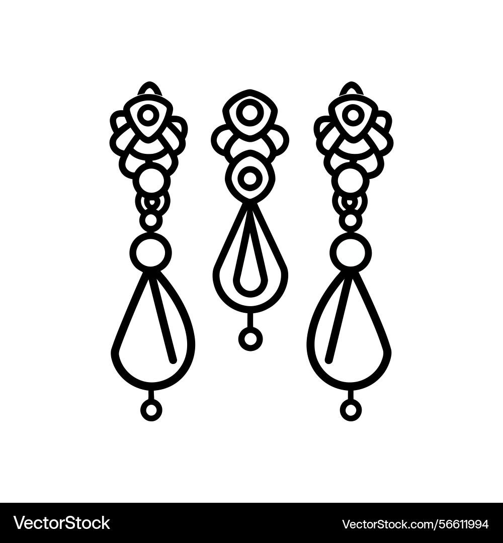 Linear design of three ornamental dangling drop Vector Image