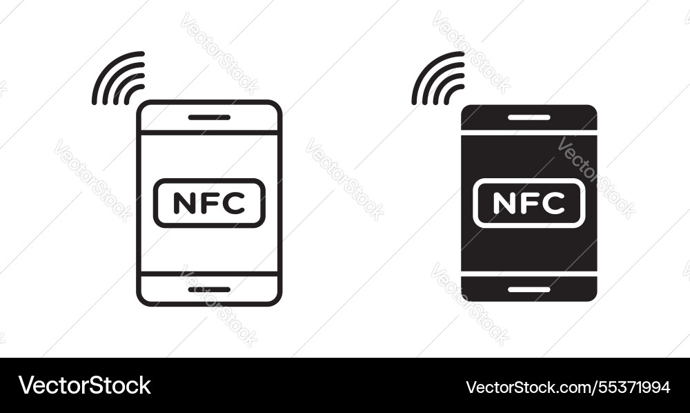 Nfc communication icon set in thin line for web Nfc communication icon set in thin line for web vector image