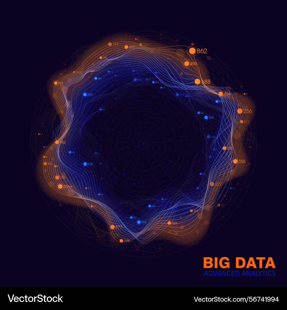 Realistic big data network analytic vector image