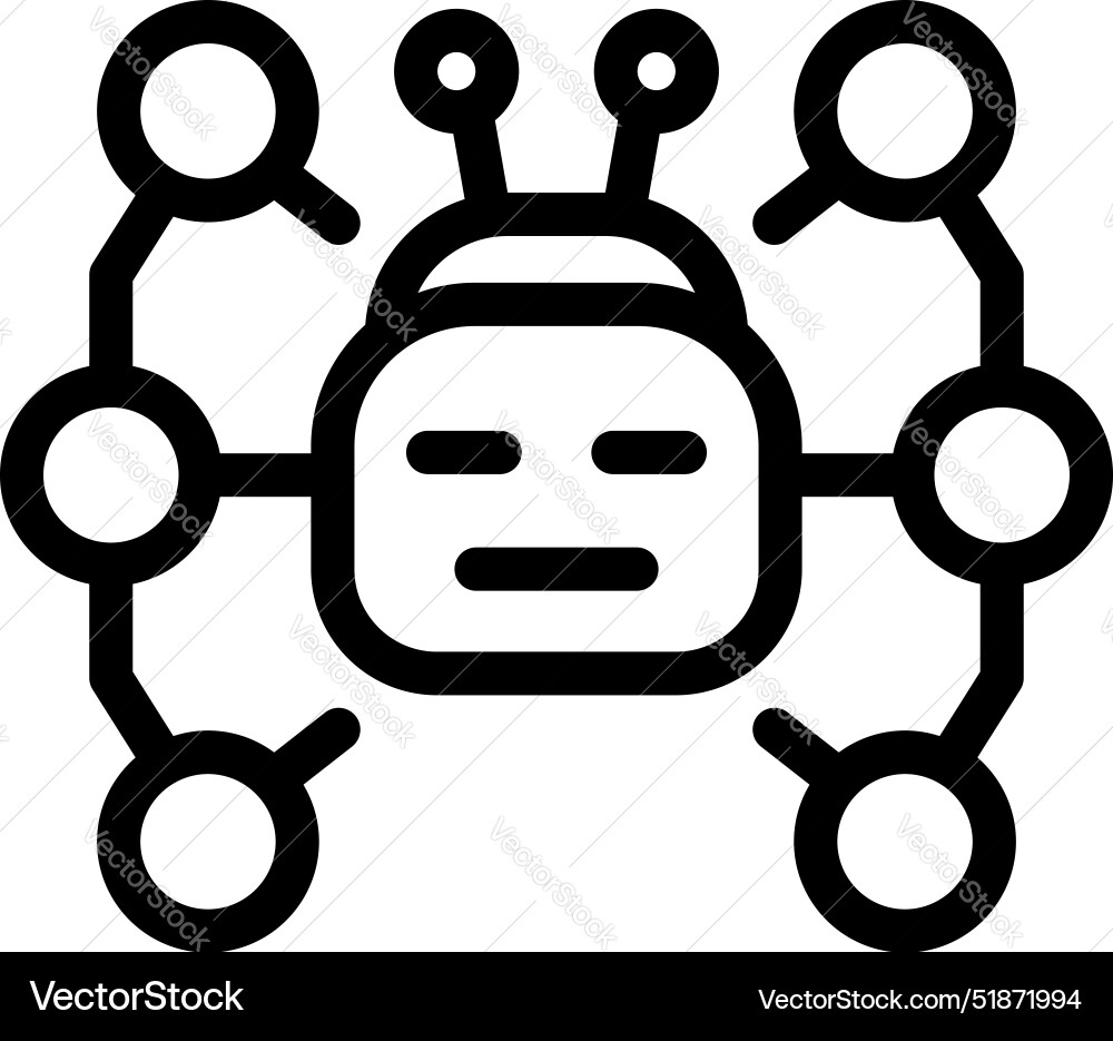 Robot managing global network connections and data Robot managing global network connections and data vector image