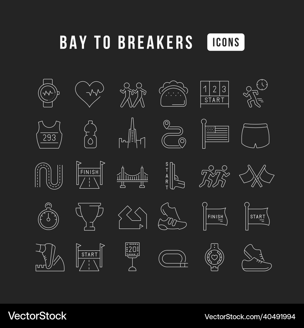 Set von linearen Icons Bucht zu Breakern Set von linearen Icons Bucht zu Breakern vektorbild