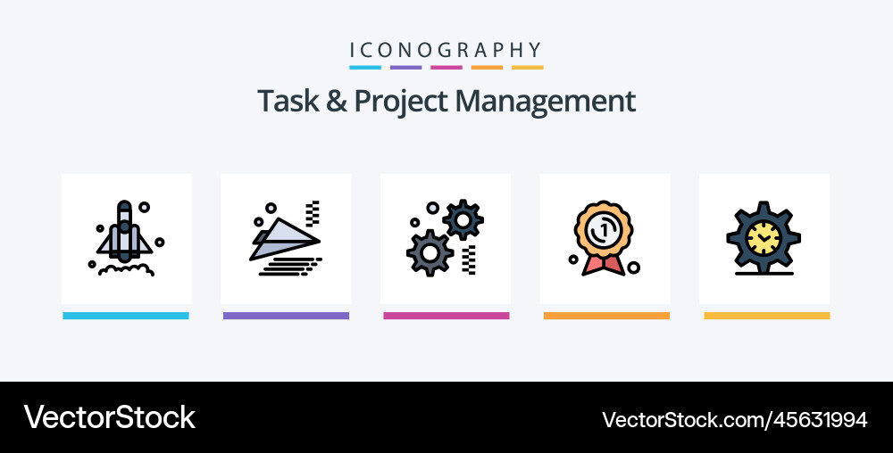 Task and project management line filled 5 icon vector image