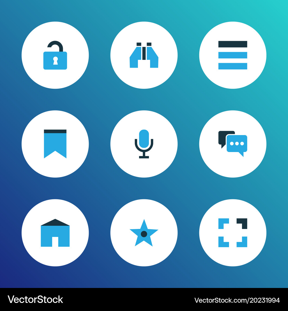 User icons colored set with full screen list vector image