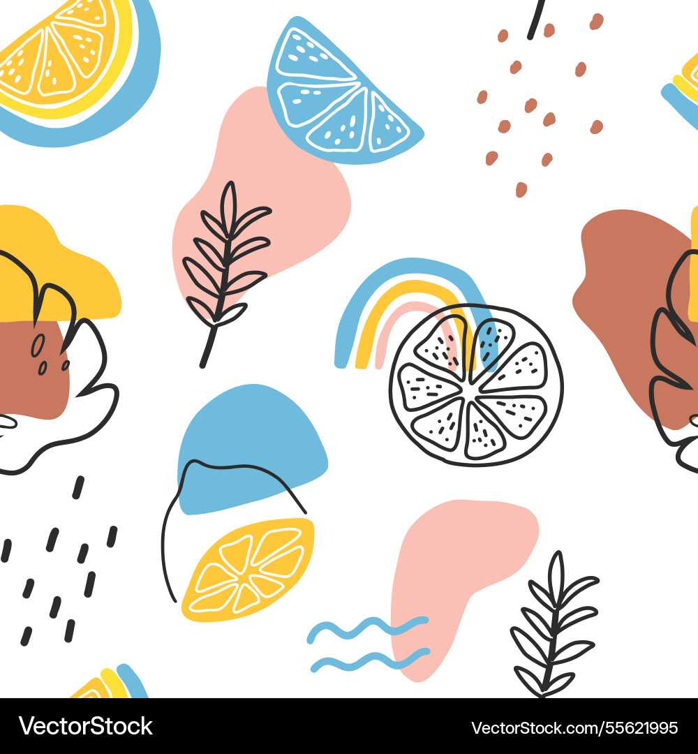 Abstract shapes lemon seamless pattern Abstract shapes lemon seamless pattern vector image