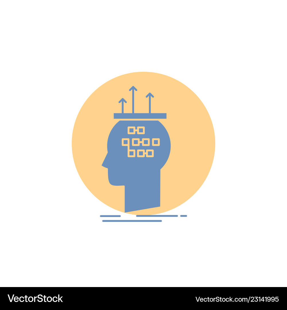 Algorithm brain conclusion process thinking glyph Algorithm brain conclusion process thinking glyph Vector Image