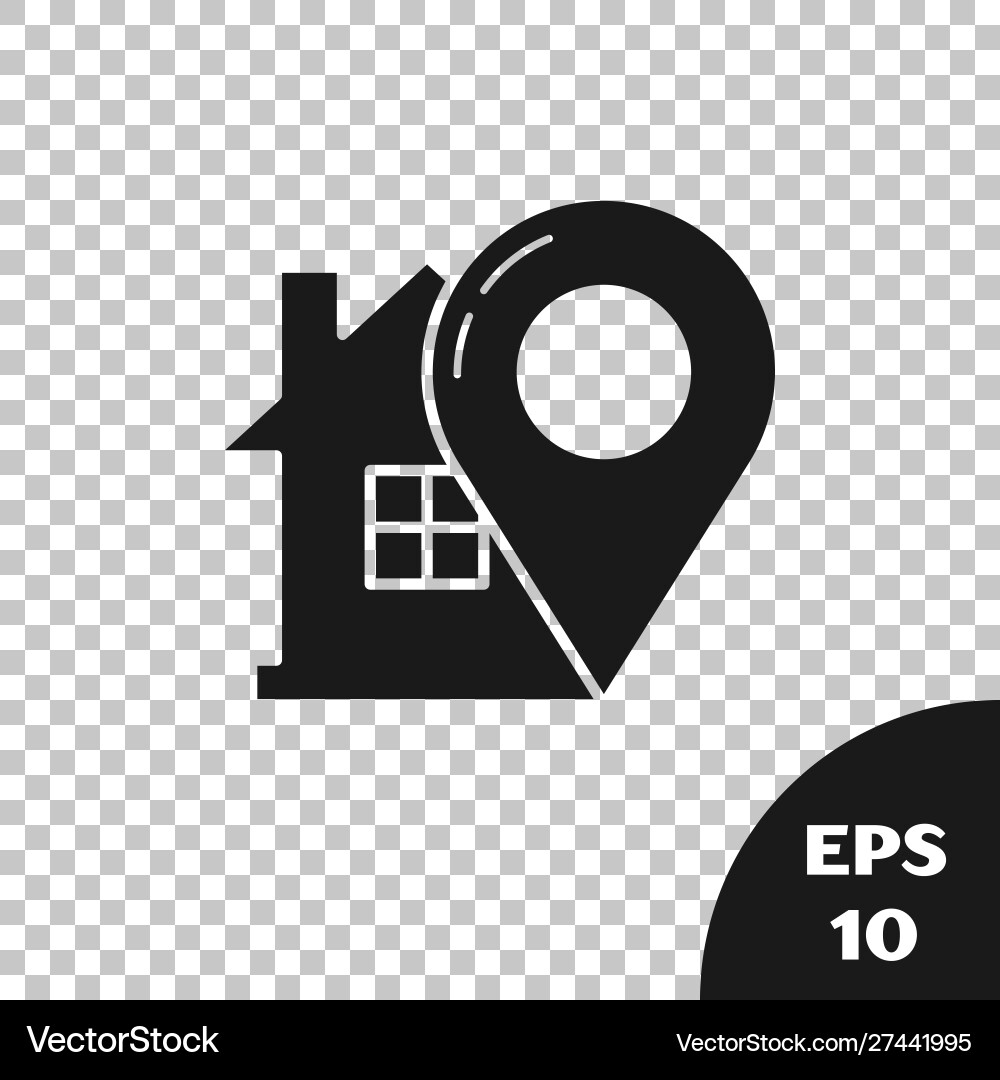 Black map pointer with house icon isolated vector image