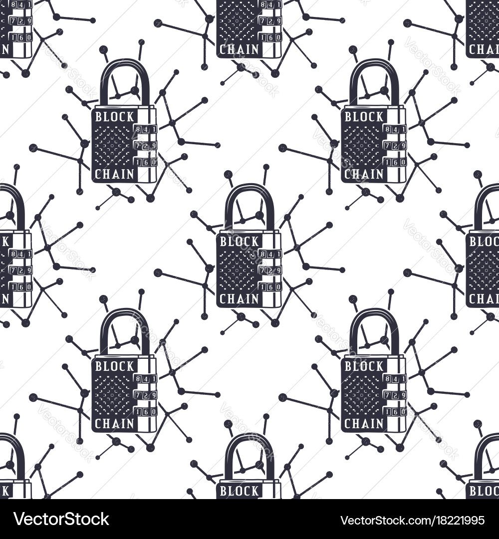 Blockchain security seamless pattern bitcoin vector image
