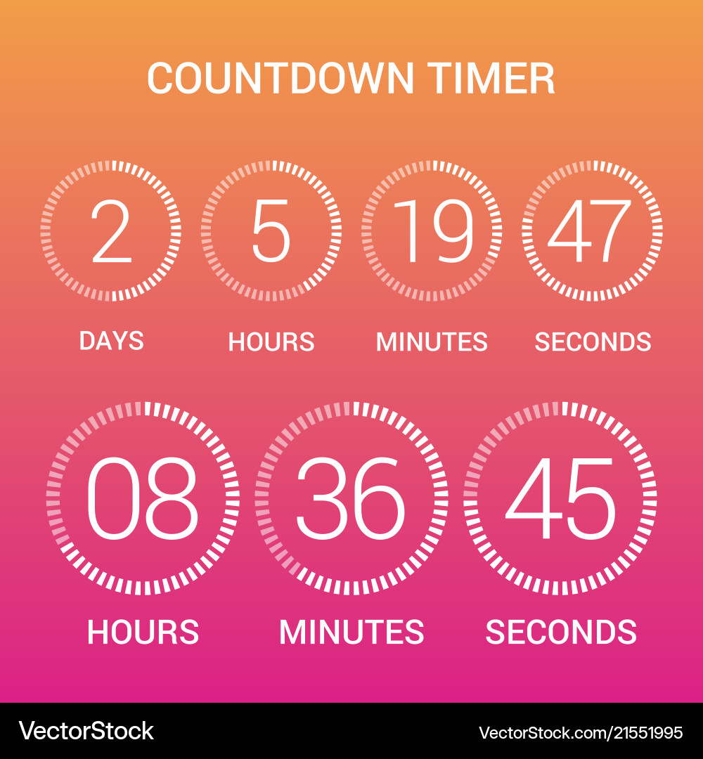 Circle countdown clock counter timer on gradient vector image
