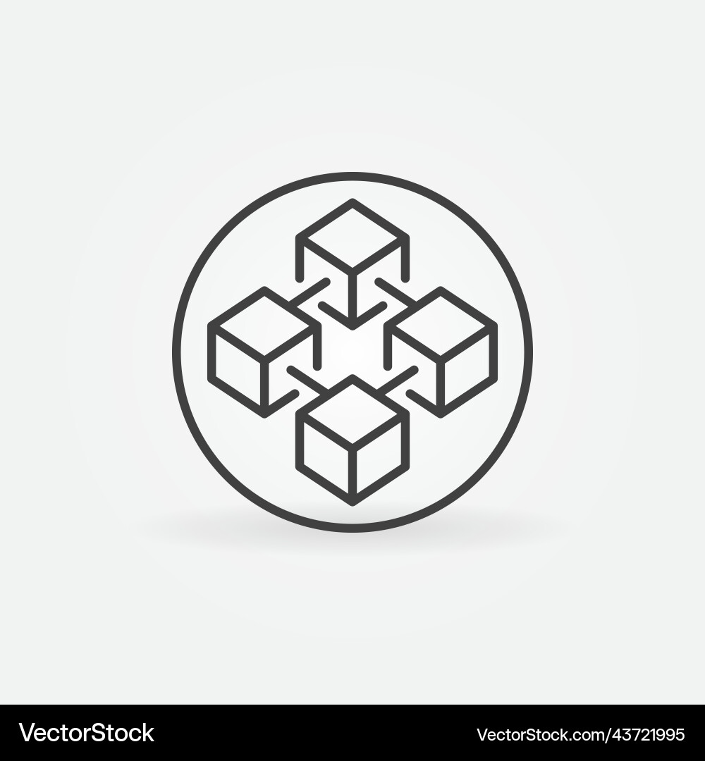 Circle with blockchain linear icon four Circle with blockchain linear icon four vector image