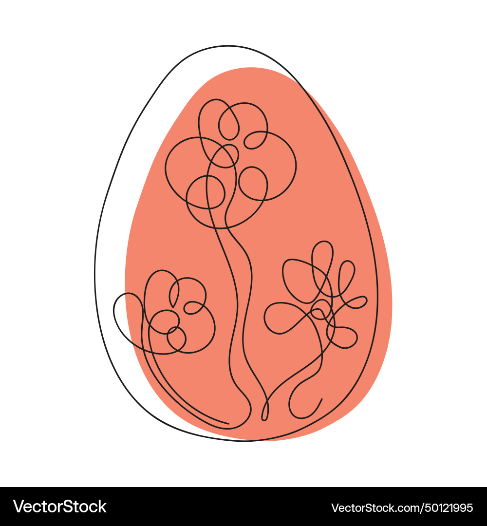 Colored easter egg with pattern continuous one Colored easter egg with pattern continuous one vector image