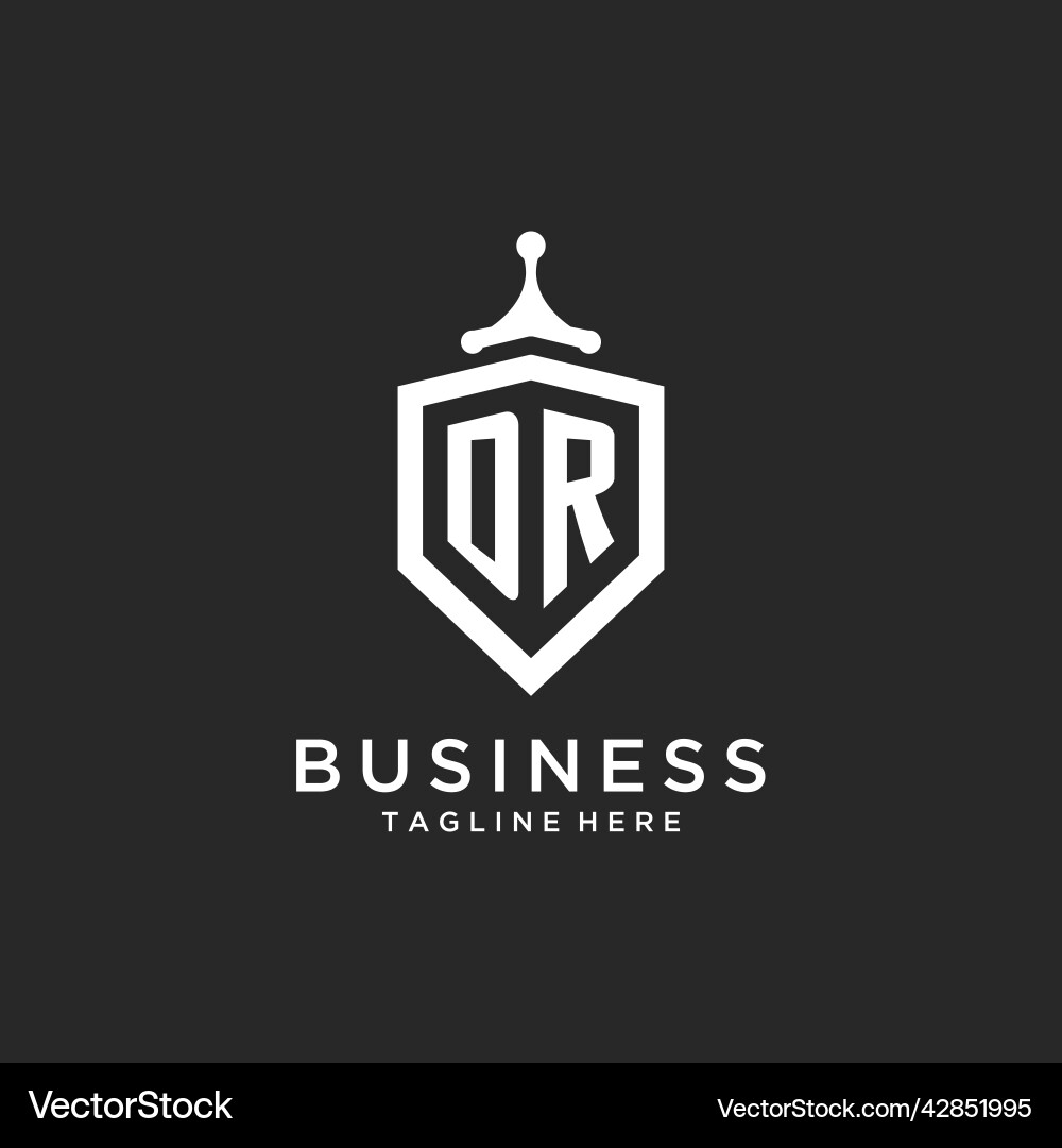 Dr monogram logo initial with shield guard shape Dr monogram logo initial with shield guard shape Vector Image