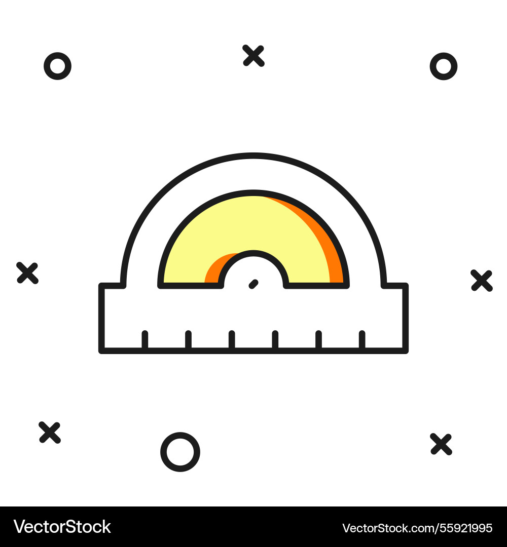 Filled outline protractor grid for measuring Filled outline protractor grid for measuring vector image