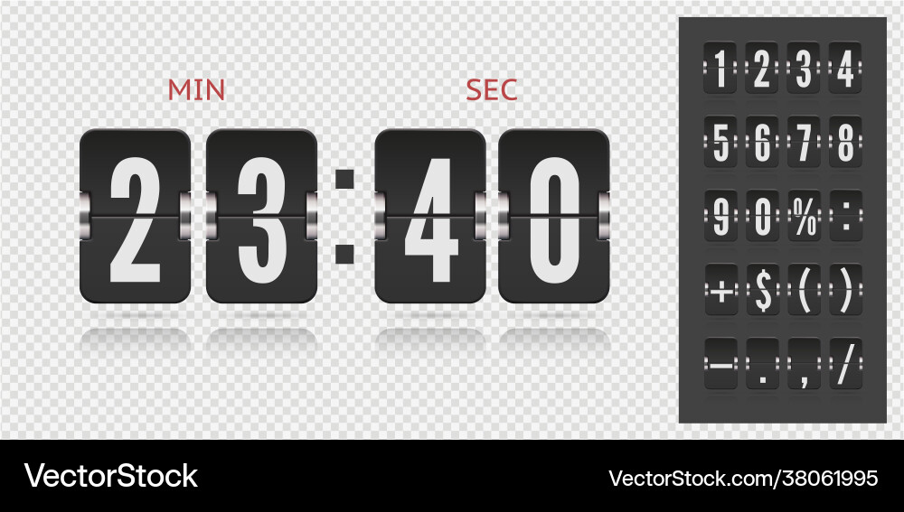 Flip countdown number on transparent Flip countdown number on transparent vector image
