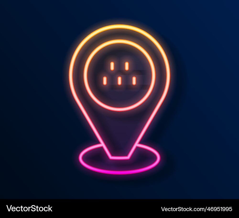 Glowing neon line map pointer with taxi car icon Glowing neon line map pointer with taxi car icon Vector Image