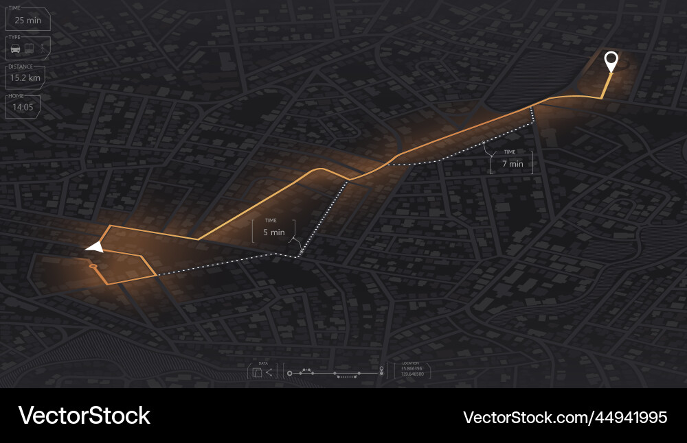 Gps map navigation to own house view from above Gps map navigation to own house view from above vector image