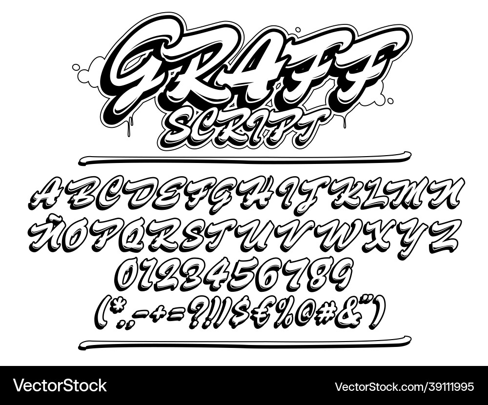 Graffiti script font uppercase lettering vector image