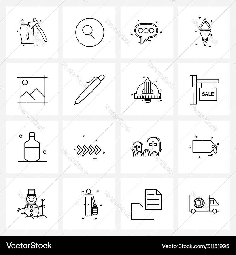 Isolated symbols set 16 simple line icons Vector Image