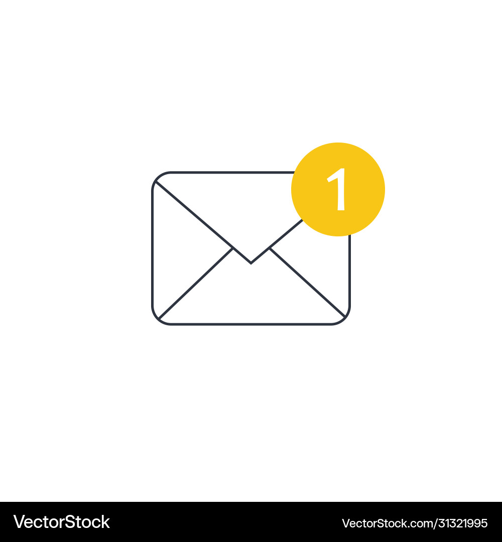 Mail icon one new notification message symbol Vector Image