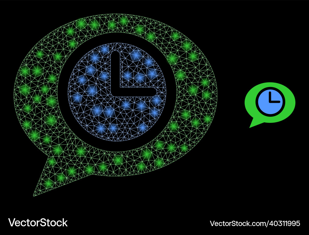 Mesh net clock message balloon Mesh net clock message balloon vector image