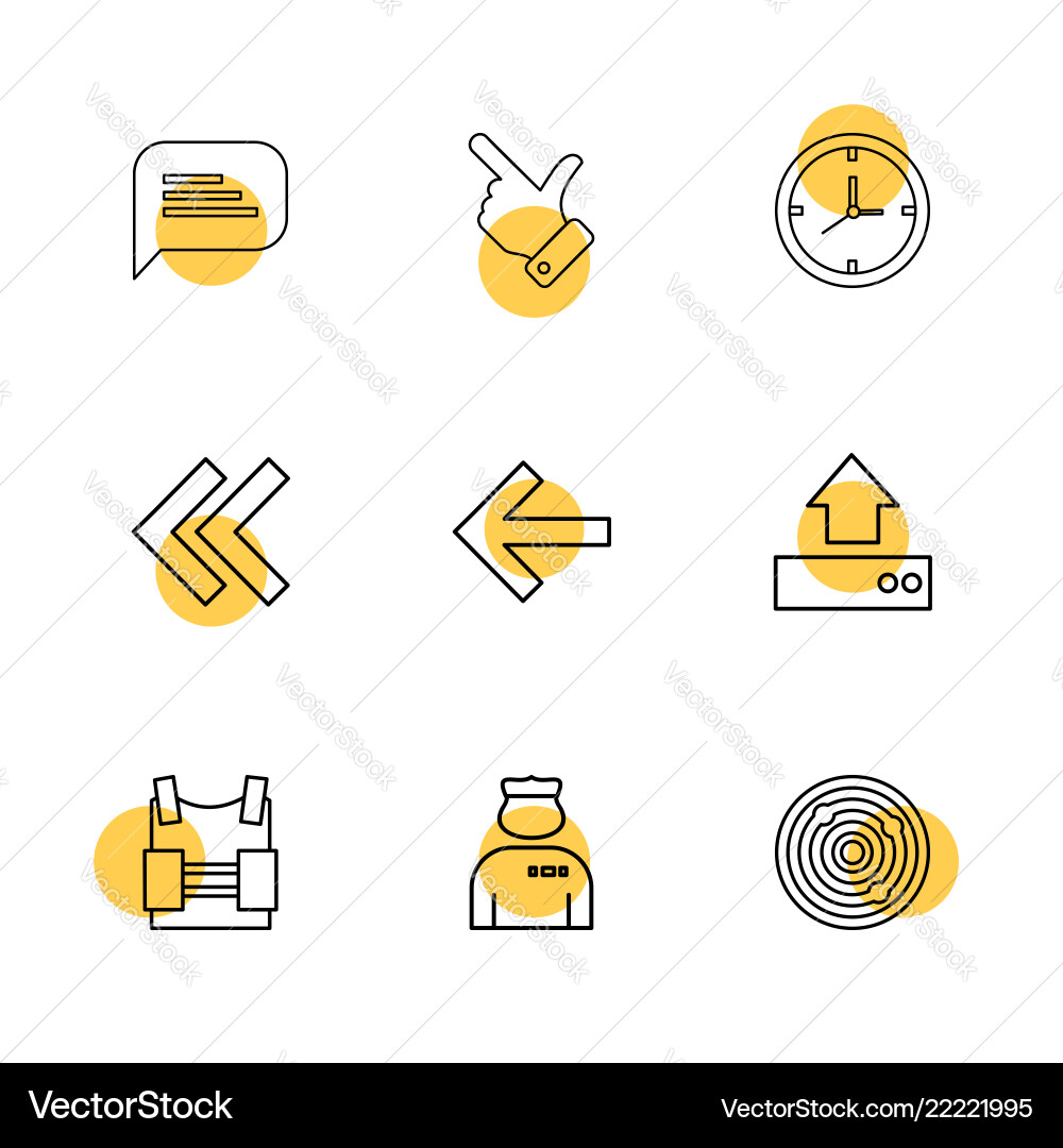 Message like compass left rewind upload bag Vector Image