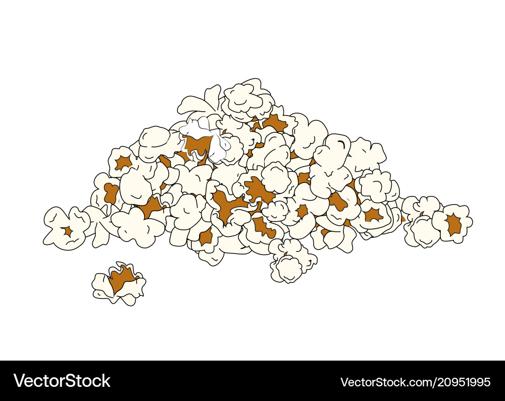 Popcorn pile isolated on white Popcorn pile isolated on white vector image