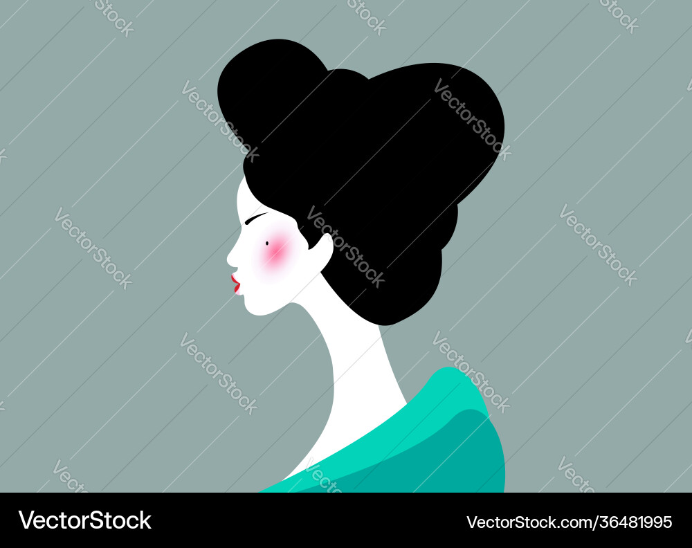 Portrait young japanese girl an ancient hairstyle Portrait young japanese girl an ancient hairstyle vector image