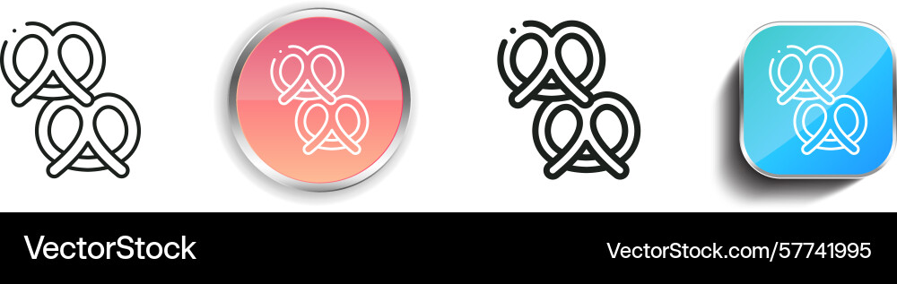 Pretzels icon thin linear regular and button vector image