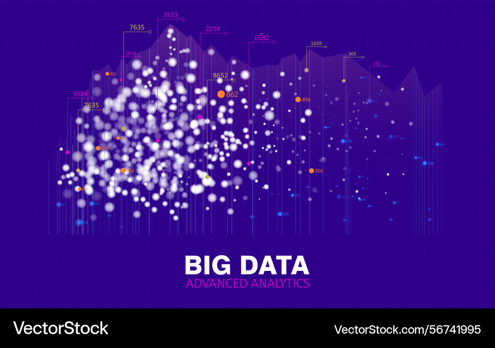 Realistic data network analytic vector image